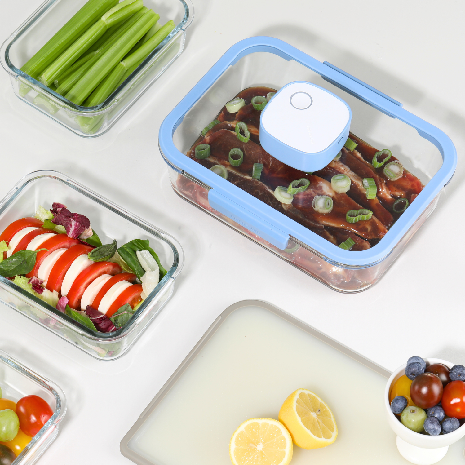 Neoflam Vacu Seal Borosilicate Glass Storage Containers